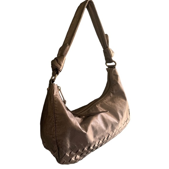 Elliot Lucca Short Strap Leather Mini Hobo Bag Pewter Ladies Short Strap Handbag - Picture 3 of 11